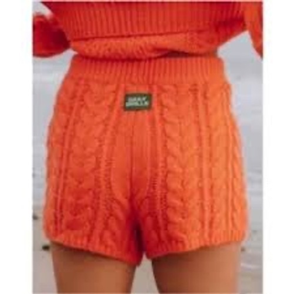 Daily Drills Womens Orange Cable Knit Wool Blend Shorts XS/S Loungewear